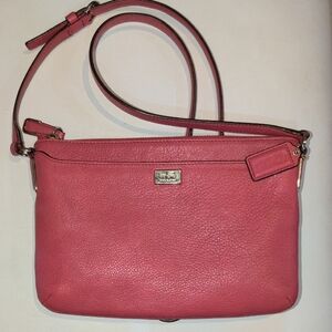 Coach Madison Pebbled Leather East West Crossbody Bag In Loganberry Color